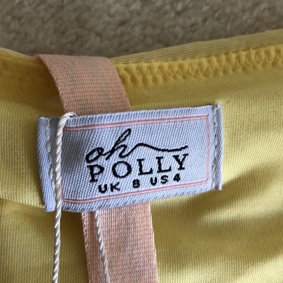 NWT Oh Polly VILLE FRANCHE Long Sleeve Deep Plunge Crop Top butterstick Yellow - Picture 5 of 12